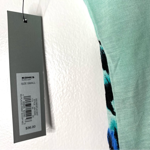 Apt. 9 Mint Green Blue Print Scoop Neck Top NWT - Picture 6 of 6